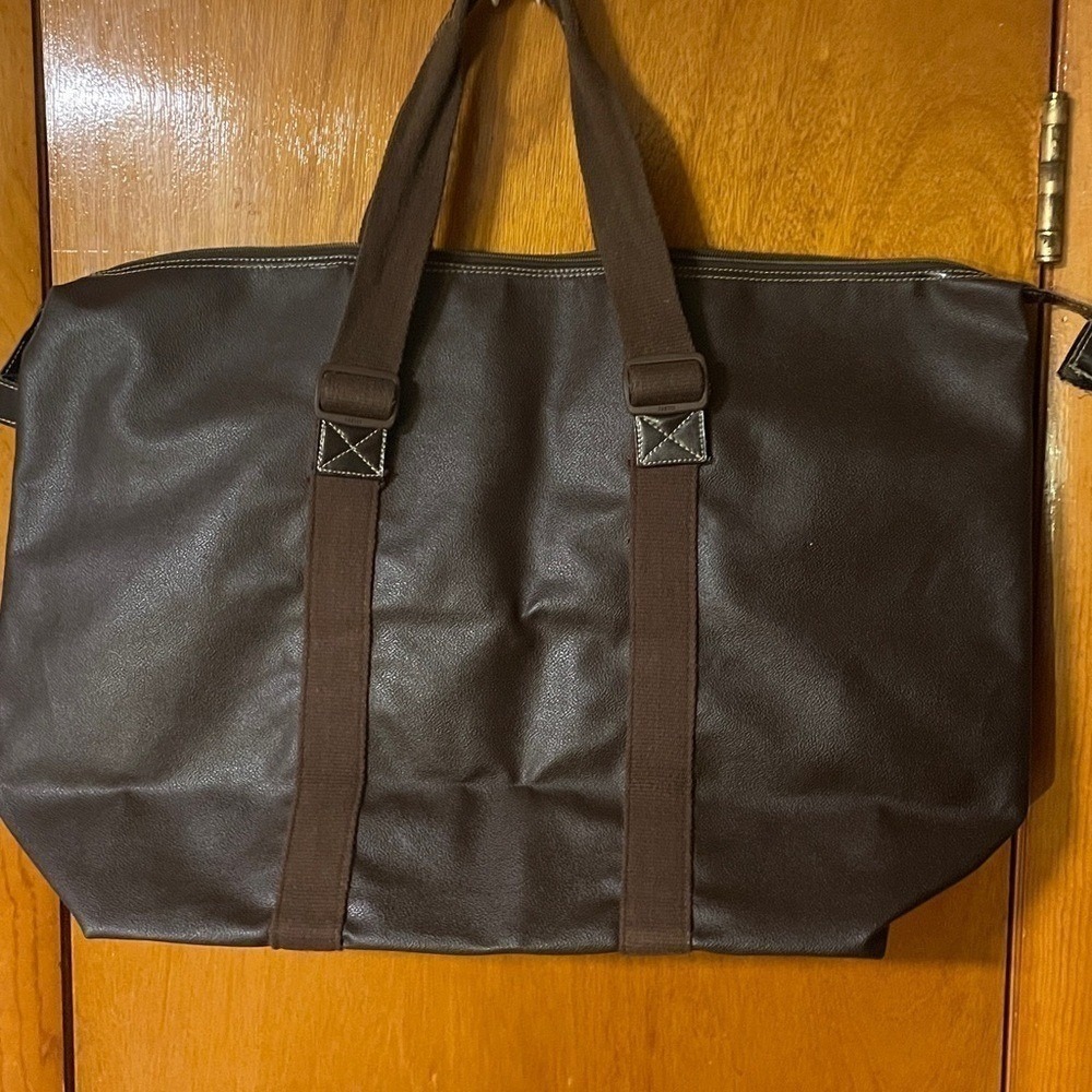 🟡 Mario Valentino Oversized Travel Tote Carryall Brown Logo Bag - Picture 7 of 8